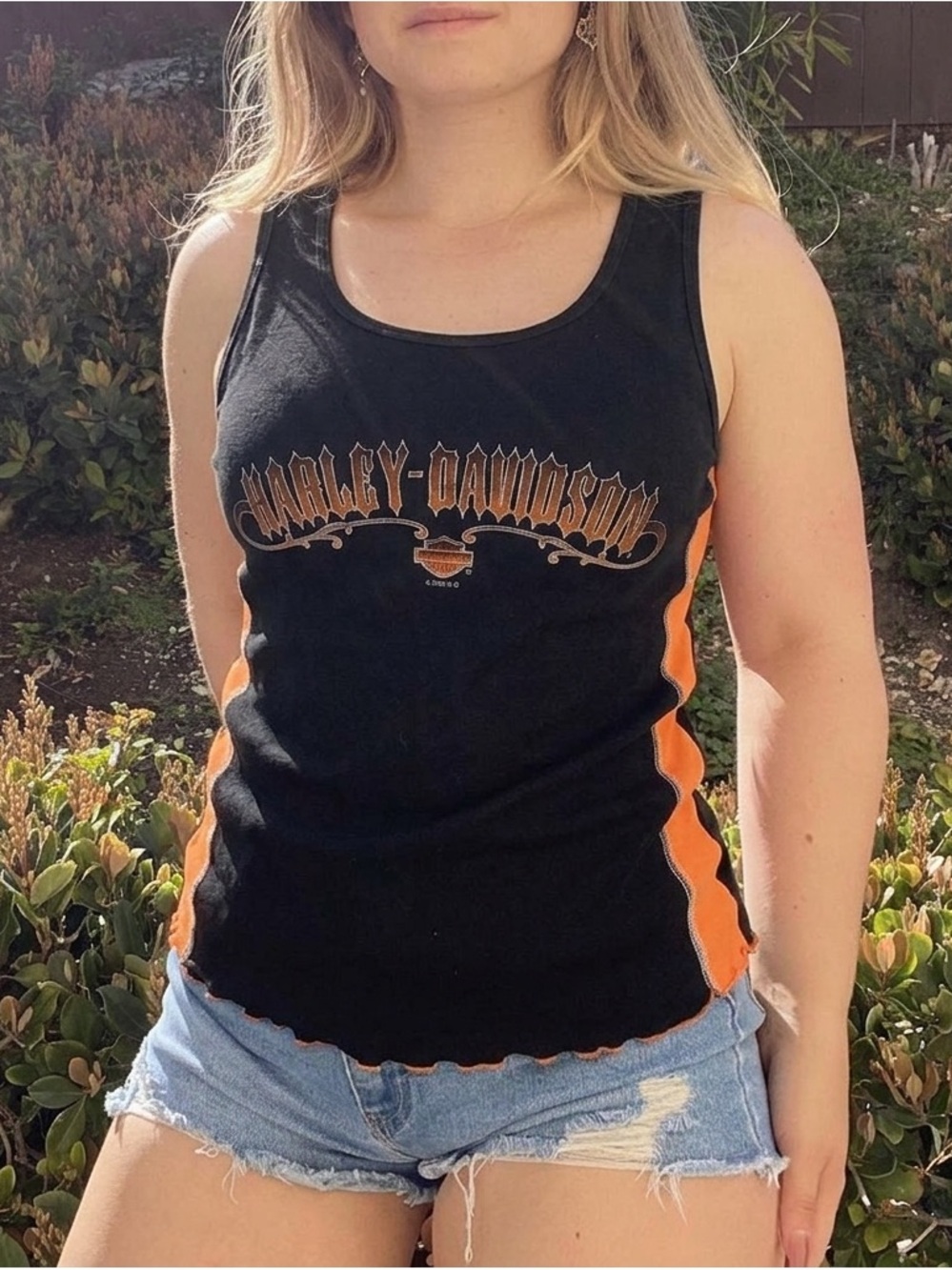 Harley-Davidson Black and Orange Racer Tank Top